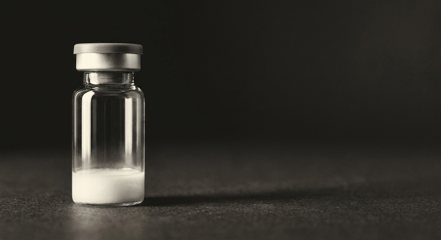 A single vial with a gray butyl stopper and a plain crimped aluminum seal.